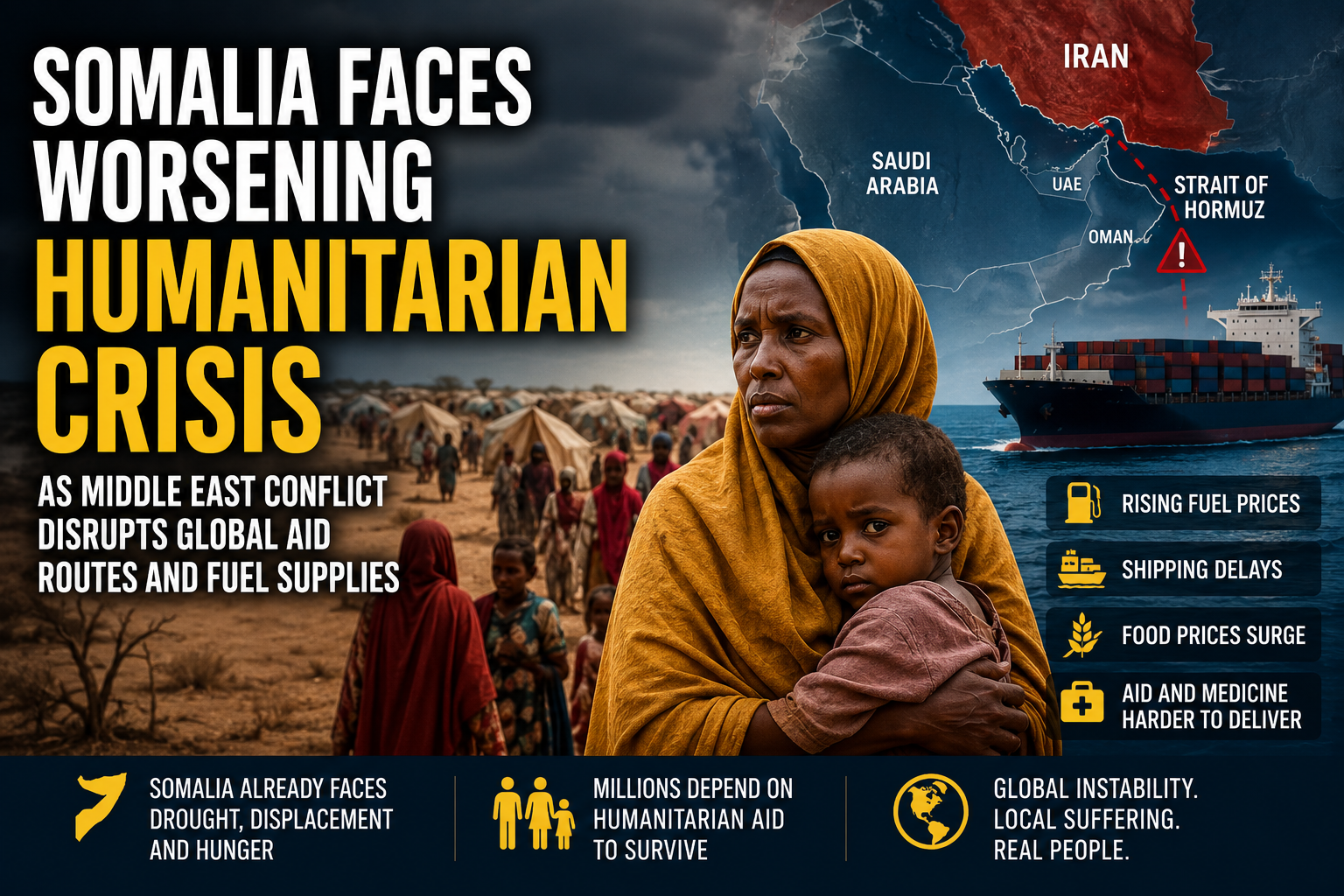 Somalia’s Humanitarian Crisis Deepens as Global Conflict Disrupts Aid and Fuel Supplies